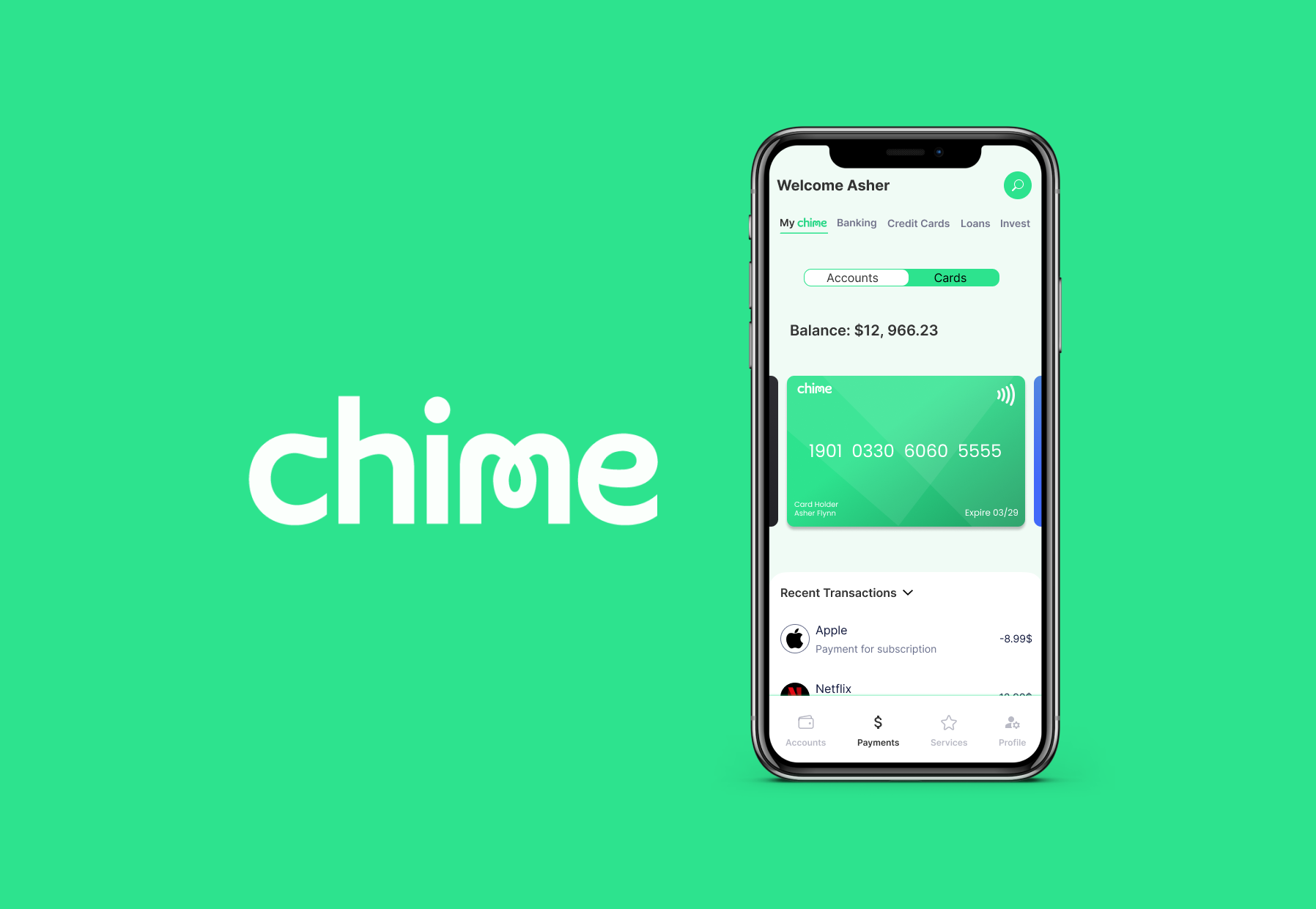  A redesign for Chime, a banking app which allows you to manage all your financial needs no matter where you are.  Toolkit: Figma, Photoshop, Illustrator.   Click to view Figma file   